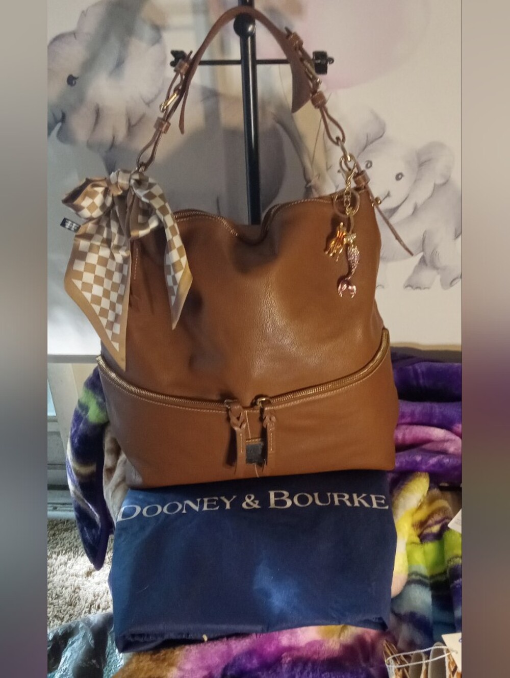 Dooney & Bourke Brown Leather Weekender Shoulder Bag & Dustbag EUC